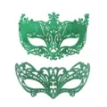 Ensemble de masque vénitien à paillettes vertes, loup de carnaval demi-visage chic. - Ensemble vert rétro