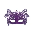 Purple glitter masquerade mask, half face party eye mask for Halloween dress up events. - Purple