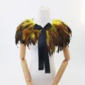 Gotische kleurrijke veren sjaal cape met zwart lint voor Halloween feest kostuum show - Goud