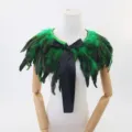 Gotische veren sjaal cape met zwarte lintstrik Halloween feest masquerade kostuum - Groen