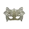 Gold glitter masquerade mask lace hollow half face eye mask for Halloween party costume ball - Champagne Gold