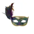 Federn Maske Karneval Party Fasching Kostüm halb Gesicht lila gold glänzend Accessoire - Bemalter Feder Flacher Stil