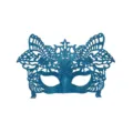 Blue glitter masquerade mask, half face butterfly lace eye mask for Halloween party costume. - Sky Blue