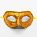 Máscara de mascarada dorada para fiesta de Halloween, diseño de encaje de media cara. - Dorado