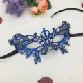 Máscara facial de encaje azul para fiesta de mascaradas, máscara de ojo decorativa de Halloween. - Talla única / Azul