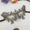 Máscara de encaje dorado de media cara mujer halloween fiesta de disfraces accesorios decor - Talla única / Dorado