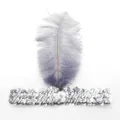 Silver Sequin Feather Headband Vintage 1920s Great Gatsby Flapper Headpiece Grey - One Size / Indian Feather Style / Silver