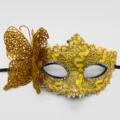 Gold Lace Butterfly Masquerade Mask Sparkle Half Face Eye Mask for Party Cosplay Event - One Size / Dragon Gold
