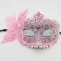 Pink lace butterfly masquerade mask princess venetian party half face eye mask costume - One Size / Dragon Pink