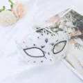 Elegante Damen Maskerade Maske Kronen Design mit Strass und Glitzer fuer Partys verkaeuflich - Strass Wellenmaske / Weiß