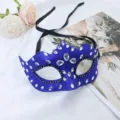 Blaue Glitzer Maskerade Maske mit Strasssteinen, Kronen Halbgesicht Venezianische Maske Damen. - Strass Wellenmaske / Blau
