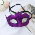 Lila Maskerade Maske Krone Strass Halbes Gesicht Venedig Kostüm Party Accessoire - Strass Wellenmaske / Lila