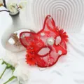 Maschera da gatto in pizzo rosso mezza faccia festa in maschera cosplay animale oggetti - Maschera Catwoman Rossa (Strass Petalo)