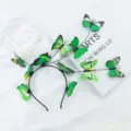 Cerchietto con farfalle verdi, stile foresta carino, accessorio per capelli 3D fatato donna - Fascia Singola / Verde