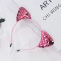Rosa Pailletten Katzenohren Haarreif süßer Kinder Haarreif glitzernde Party Haarband für Mädchen - Katzenohr / Rosa