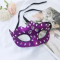 Lila Glitzer Maskerade Maske mit Krone Design und Strass, elegante Party Maske fuer Frauen. - Strass Wellenmaske / Hellviolett