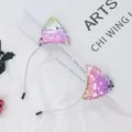 Kinder bunte Pailletten Katzenohren Haarreif, glitzernder Haarreif fuer Party, niedliches Accessoire. - Katzenohr / bunt