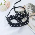 Schwarze Maskerade Maske Strass Krone halbes Gesicht Venedig Prinzessin Party Augenmaske - Strass Wellenmaske / Schwarz