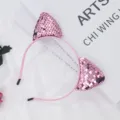 Rosa Pailletten Katzenohren Haarreif fuer Kinder niedlich Party Haarschmuck Mode - Katzenohr / Dunkelrosa