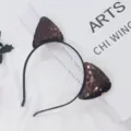 Brauner Pailletten Katzenohren Haarreif für Kinder, süßer Party Haarschmuck für Weihnachten - Katzenohr / Braun