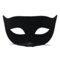 Black flocked half face cat mask for Halloween cosplay, masquerade party and costume props. - Cat Face Mask (1)