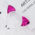 Rosa Pailletten Katzenohren Haarreif Kinder Mädchen süße Party Haarschmuck Glitzer Krone - Katzenohr / Fuchsia
