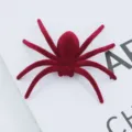 Red plush spider figurine, soft velvet simulation insect prop for Halloween decor. - Dark Red