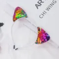 Bunte Pailletten Katzenohren Haarreif fuer Kinder niedlicher Haarschmuck Party Stil - Katzenohr / Mehrfarbig