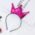 Rosa Pailletten Krone Haarreif Kinder Suesse Haarspange Party Haarschmuck Accessoire - Krone / Fuchsia