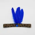 Leopardmuster blaue Feder Stirnband mit Kristall Strass fuer Erwachsene Festival Party Haarschmuck - Blau