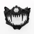 Black skull monster half face mask with sharp fangs for Halloween party cosplay props - Fangs - Black
