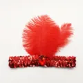 Rotes Pailletten Feder Stirnband fur Damen Madchen fur Party Performance Haarschmuck - Rot