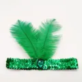 Grünes Feder Pailletten Stirnband mit Kristallstein für Party Auftritt und Karneval Haarschmuck - Grün
