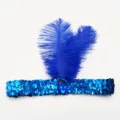 Blaue Pailletten Feder Stirnband 1920er Jahre Flapper Haarschmuck Party Kostüm Zubehör - Blau