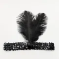 Schwarzes Pailletten Feder Stirnband 1920er Jahre Party Haarschmuck Kostüm Accessoire - Schwarz