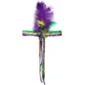 Festliches Mardi Gras Pailletten-Federstirnband mit lila Straußenfedern und langen Quasten - Federn-Pailletten-Pfeil Modell B