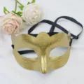 Gold masquerade mask for Halloween Venetian party costume eye mask with black ribbon - Spray Painted Butterfly-Gold