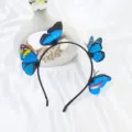 Charmant serre-tête papillon bleu pour femmes, joli bandeau mignon pour le printemps et l'été. - Serre-Tête Papillon Bleu