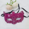 Purple masquerade mask for women party prom Halloween half face plastic eye mask costume decor - Spray Painted Fox / Rose Red