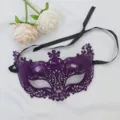 Purple plastic masquerade mask for women party Halloween half face eye mask with black ribbon. - Spray Painted Fox / Purple