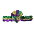 Mardi Gras Pailletten Haarreif, lila grün goldener Karneval Masken Haarschmuck für Party. - Narr Stil A (Ohne Feder)