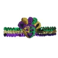 Mardi Gras Pailletten Narr Maske Stirnband Dreifarbige Party Haarschmuck Fest - Narr Stil B (Ohne Feder)