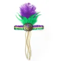 Farbenfrohes Karneval-Stirnband mit Ostraußenfedern, Pailletten und goldenen Perlenketten - [Upgrade-Version] Feder-Haarband / Masken-Stil A