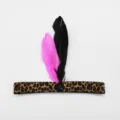Mooie elastische panterprint veer hoofdband met zwarte kristal voor feestelijke optredens. - Luipaard Haarband - Stijl F