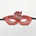 Rote Spitzen Maske Karneval Maskerade Kostüm Zubehör mit schwarzen Bändern für Party - Einheitsgröße / Steinbock Cool Rot Ungeformte Spitzenmaske