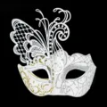 Venezianische Maske Weiss Schmetterling Strass Glitzer Karneval Party Kostuem - Einheitsgröße / Gold Eisen Schmetterling Strass Maske (2)