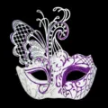 Venezianische Maskerade Maske mit Schmetterling Filigran, Strasssteinen und Glitter für Party. - Einheitsgröße / Weiß Lila Eisen Spitze Schmetterling Maske (1)