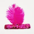 Knalliges rosa Pailletten Feder Stirnband mit Strasskristall fur Party Show und Festival Kleidung. - Rosenrot