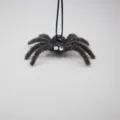 Flocked black spider variant with sparkling rhinestone eyes and hanging string for Halloween decor. - Gray Style with White Rhinestone Eyes / 1 Piece