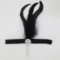 1920s Vintage Black Feather Headband Gatsby Rhinestone Fringe Elastic Hair Accessory - Rhinestone Tassel 1920 Style / Black